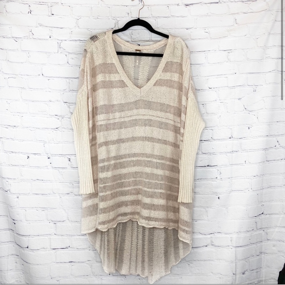 Free People Hi-Low Baby Pink Knit Sweater Small